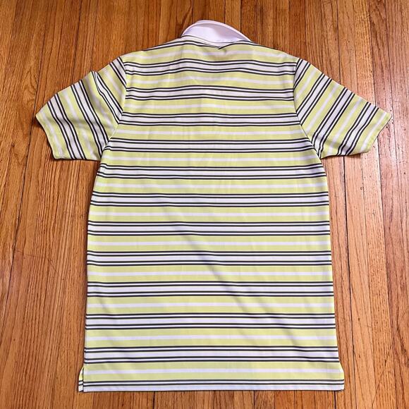 Oakley Polo Shirt Mens Small Performance Golf Striped Yellow White - Picture 3 of 7